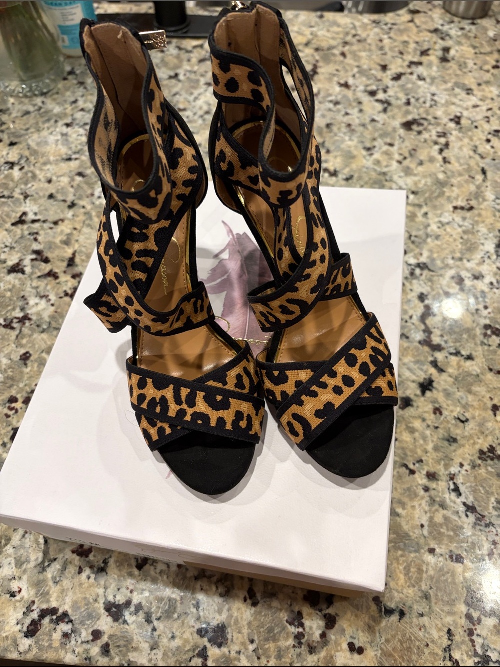 Jessica Simpson Leopard Print Strappy High Heel Sandals - Cheetah